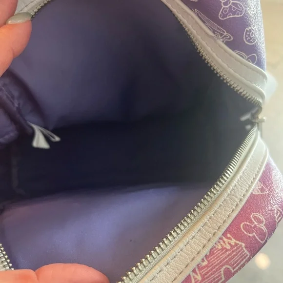 Loungefly Pink and Disney Purple Mini Backpack Whimsical Design - Picture 3 of 5